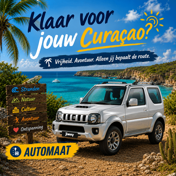 Goedkope Suzuki Jimny automaat 4x4 jeep huren bij Low Budget Autoverhuur Curaçao