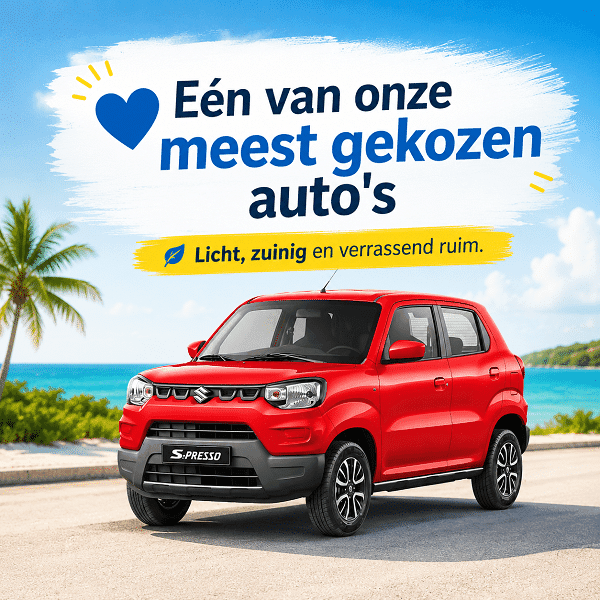 Goedkope Suzuki Spresso mini MPV huren bij Low Budget Autoverhuur Curaçao
